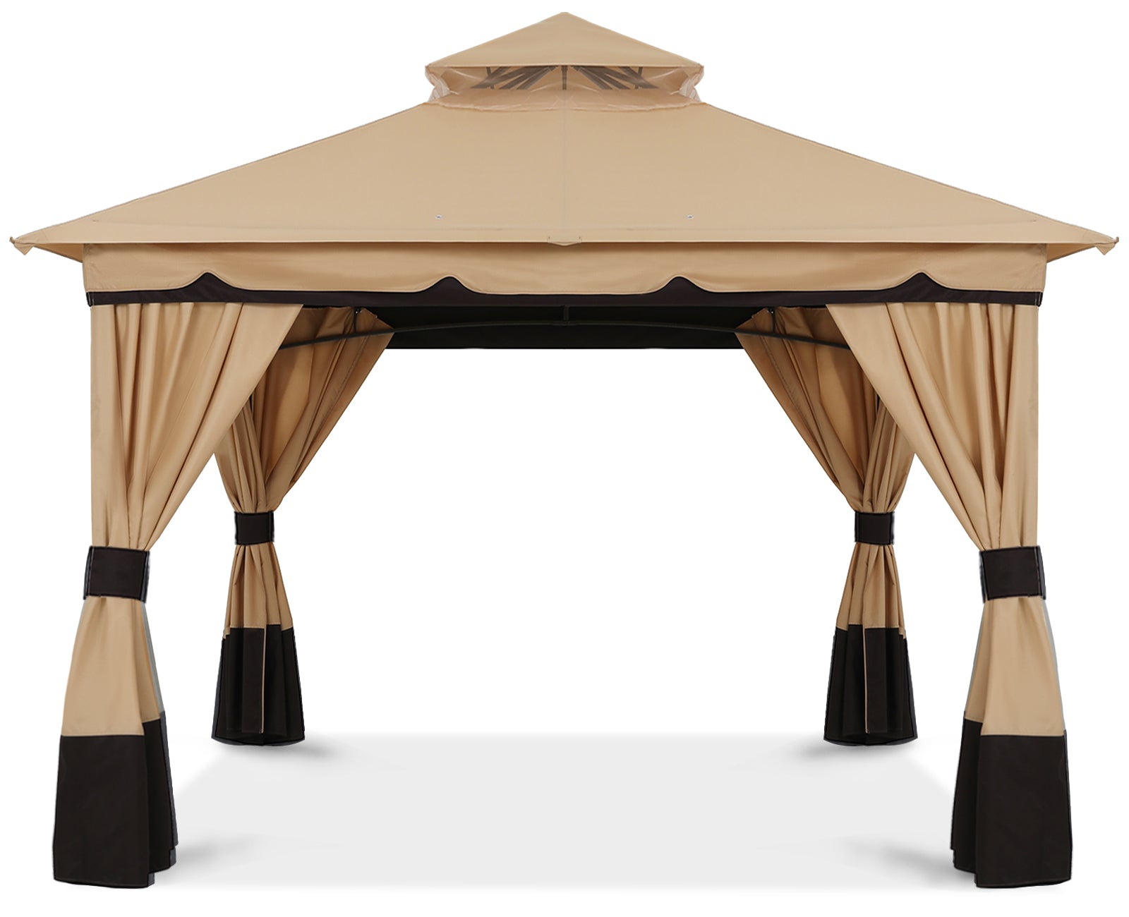 Outdoor Double Roof Patio 8x8/10x10/10x12 Gazebo with Shade Curtains