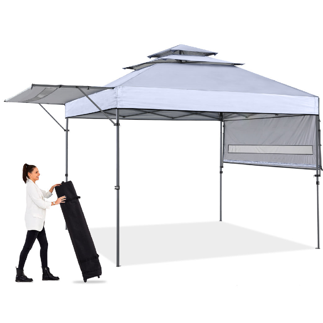 3-Tier Instant 10x17 Canopy with Adjustable Dual Half Awnings