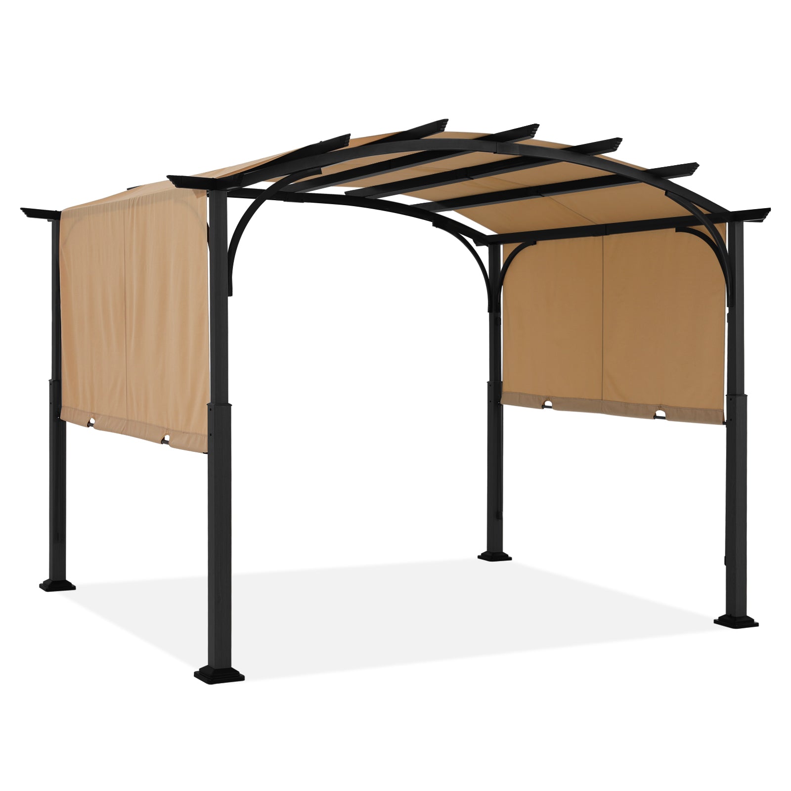 Arched 10x10/10x12 Patio Gazebo with Retractable Sun Shade