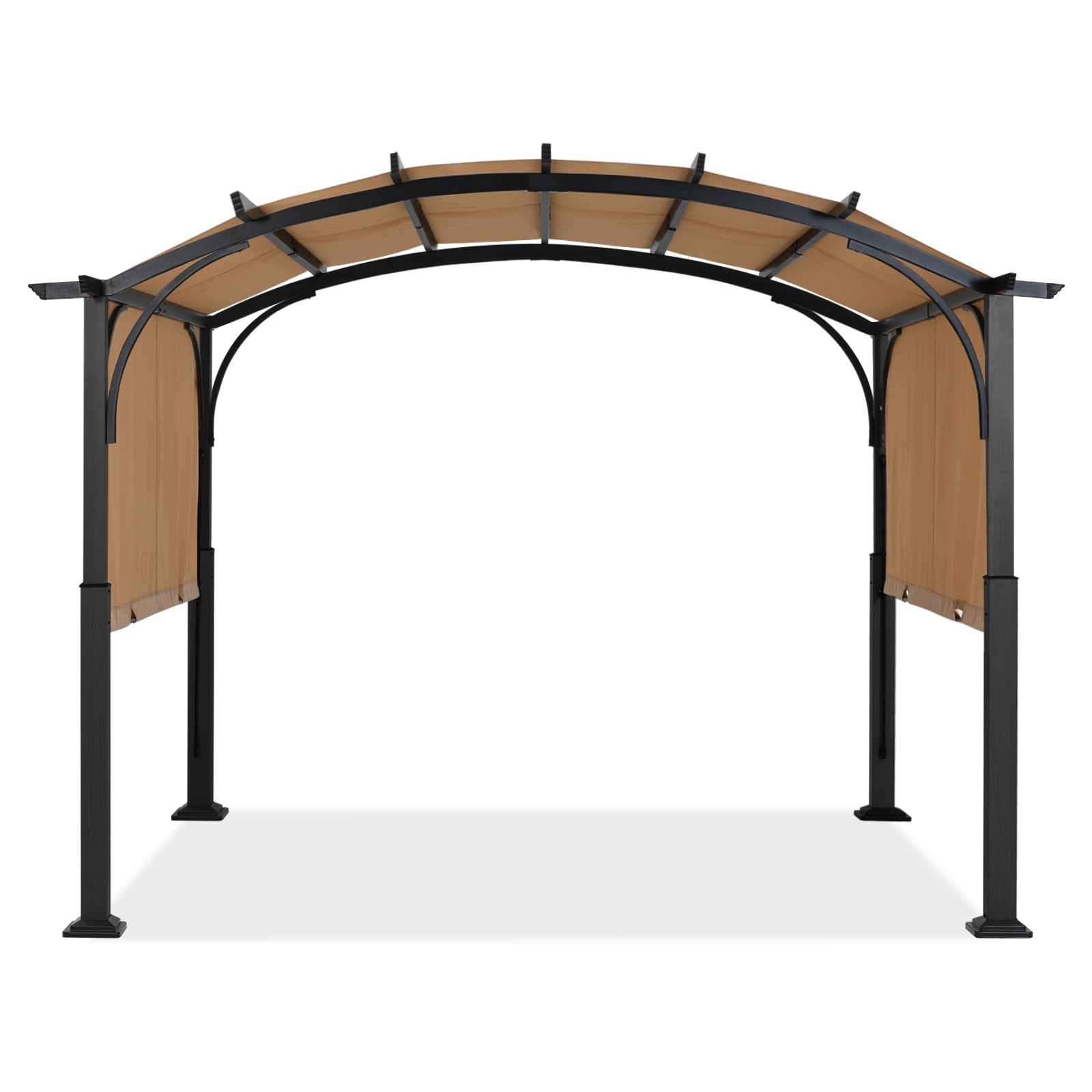 Arched 10x10/10x12 Patio Gazebo with Retractable Sun Shade