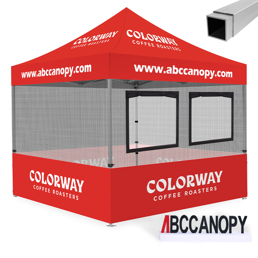 Custom Canopy Food Booth with Serving Windows &amp; Mesh