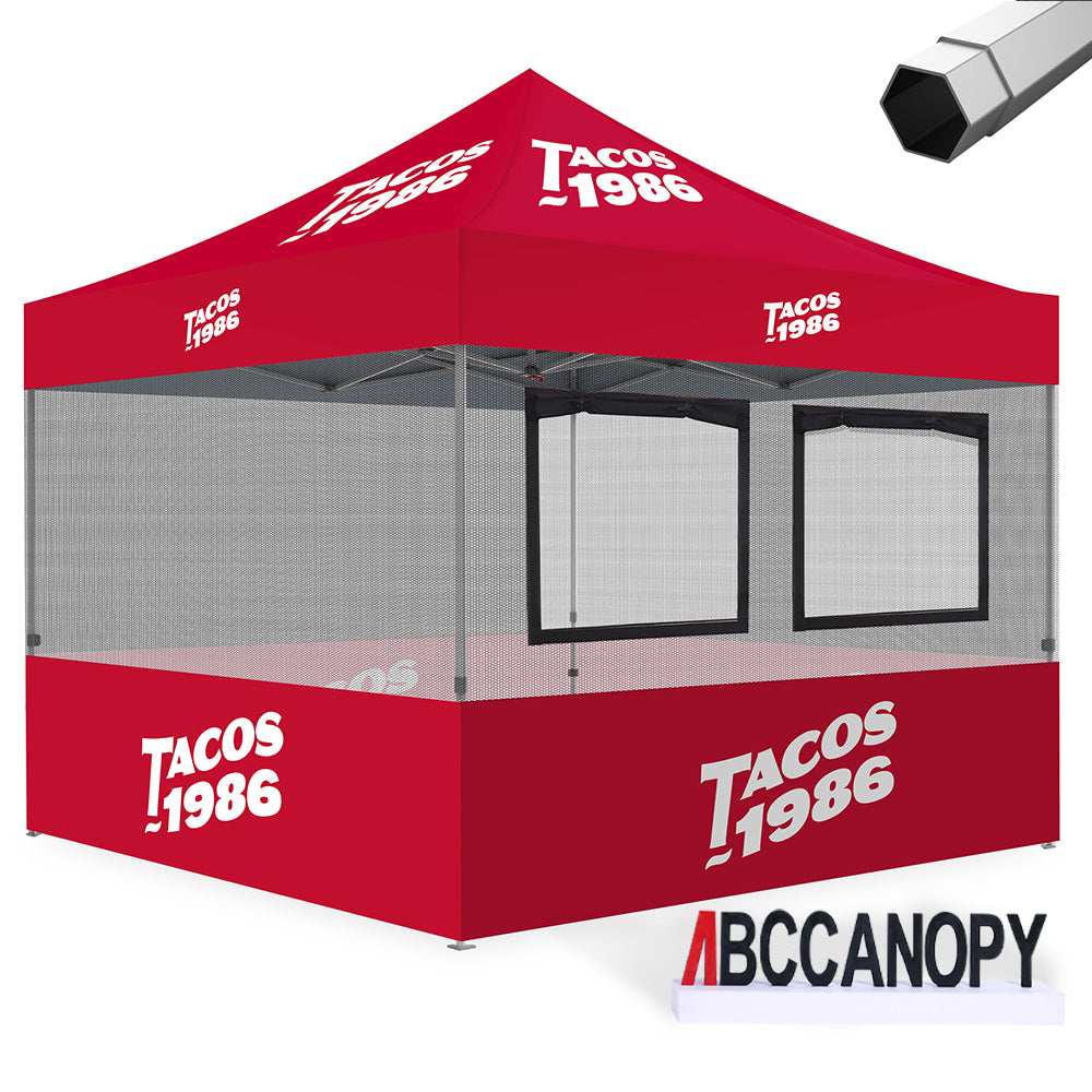 Custom Canopy Food Booth with Serving Windows &amp; Mesh