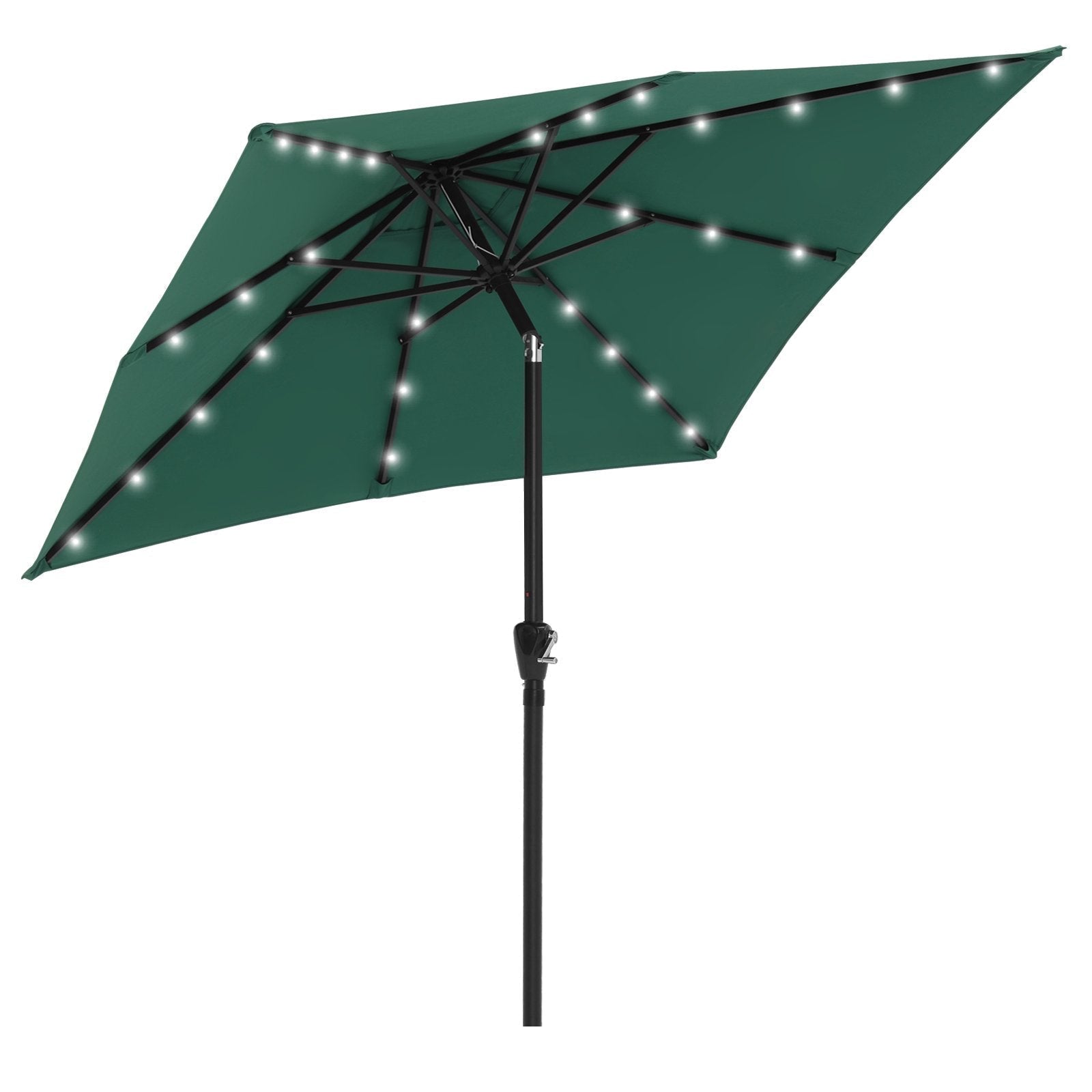 Square Solar Powered Patio Umbrella with 28 LED Lights