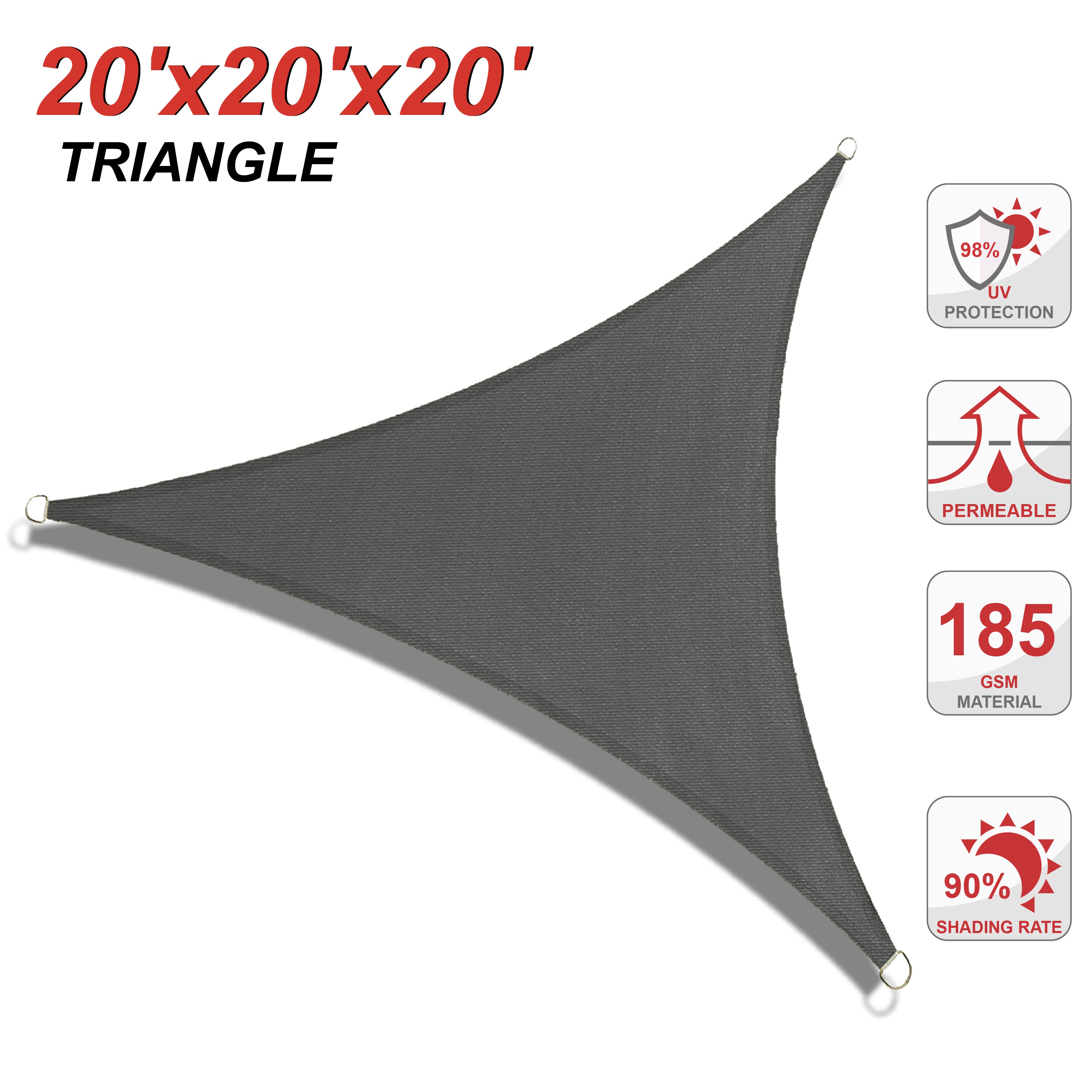 UV Block Sun Shade Sail for Patio, Deck, Backyard（Triangle）