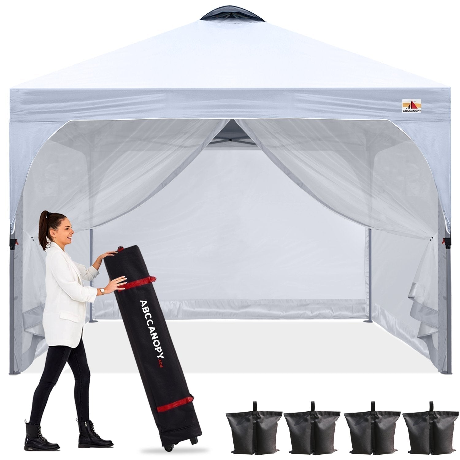 Compact 10x10 Pop-up Beach Canopy(Mesh Wall)