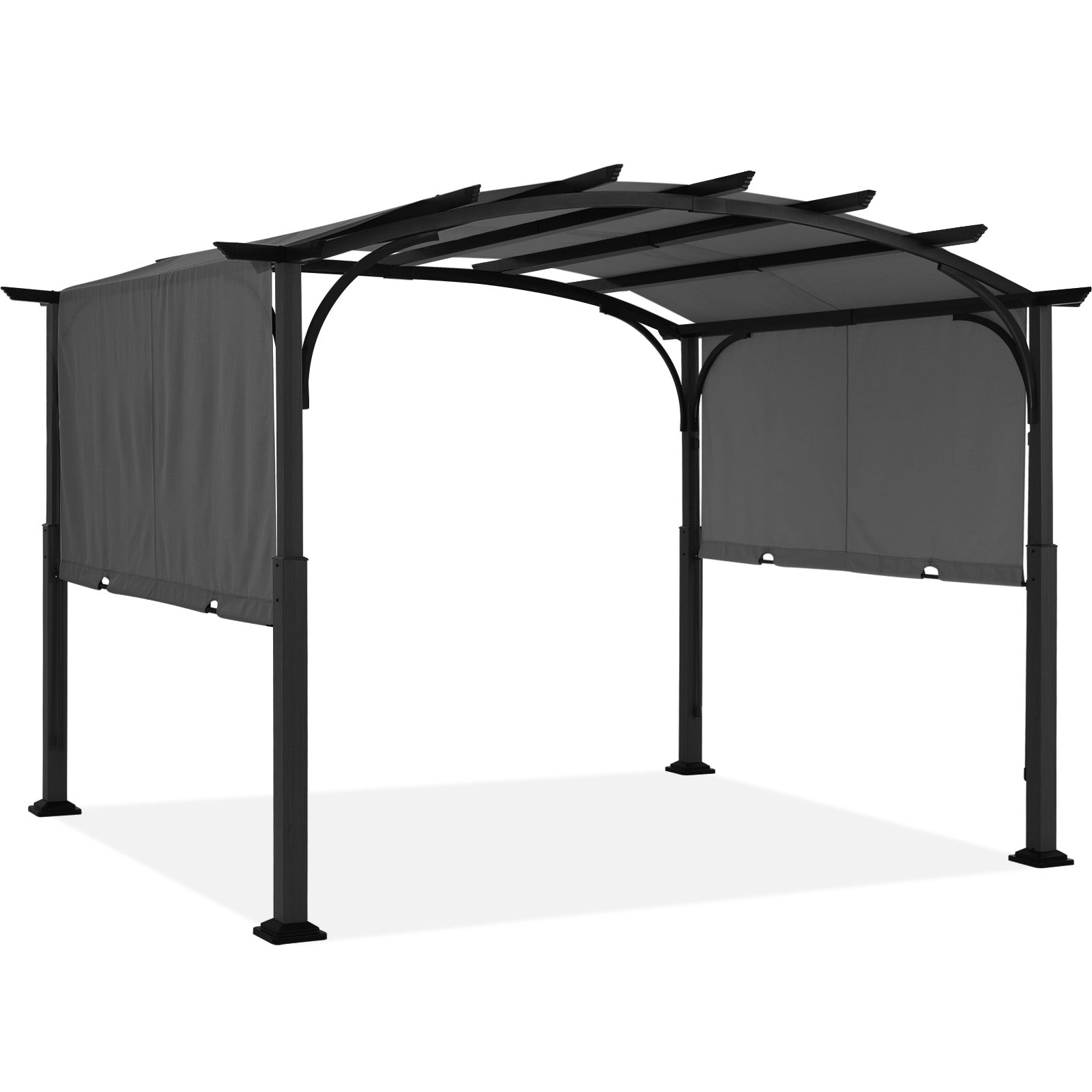 Arched 10x10/10x12 Patio Gazebo with Retractable Sun Shade