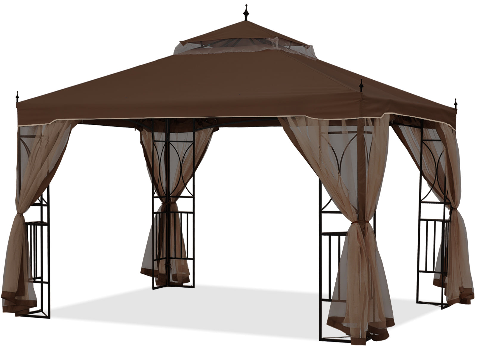 10X10/10X12 Gazebo Canopy with Netting and Corner Frame Screen Wall