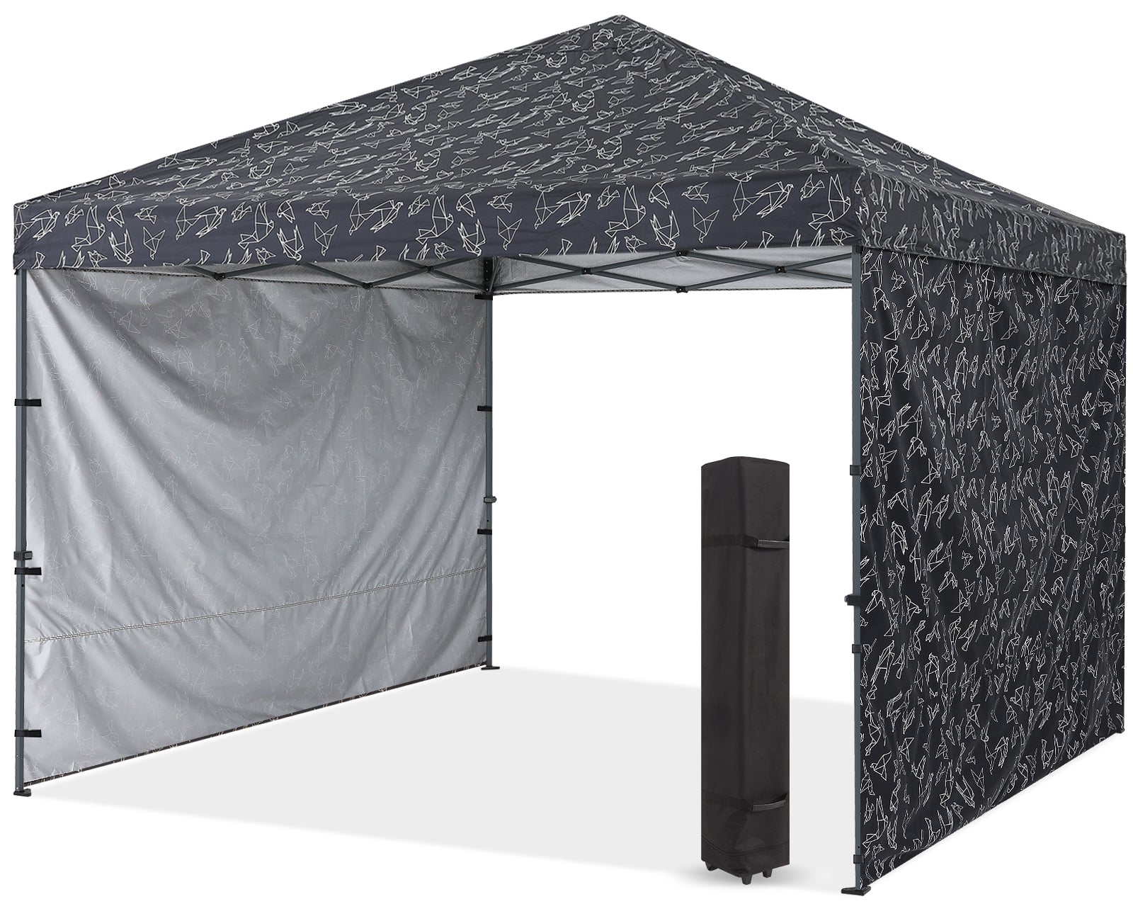 10x10FT Outdoor Easy Pop up Canopy Tent With Graphic Print(2 Sun Walls)