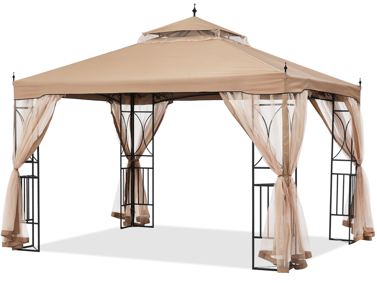 10X10/10X12 Gazebo Canopy with Netting and Corner Frame Screen Wall