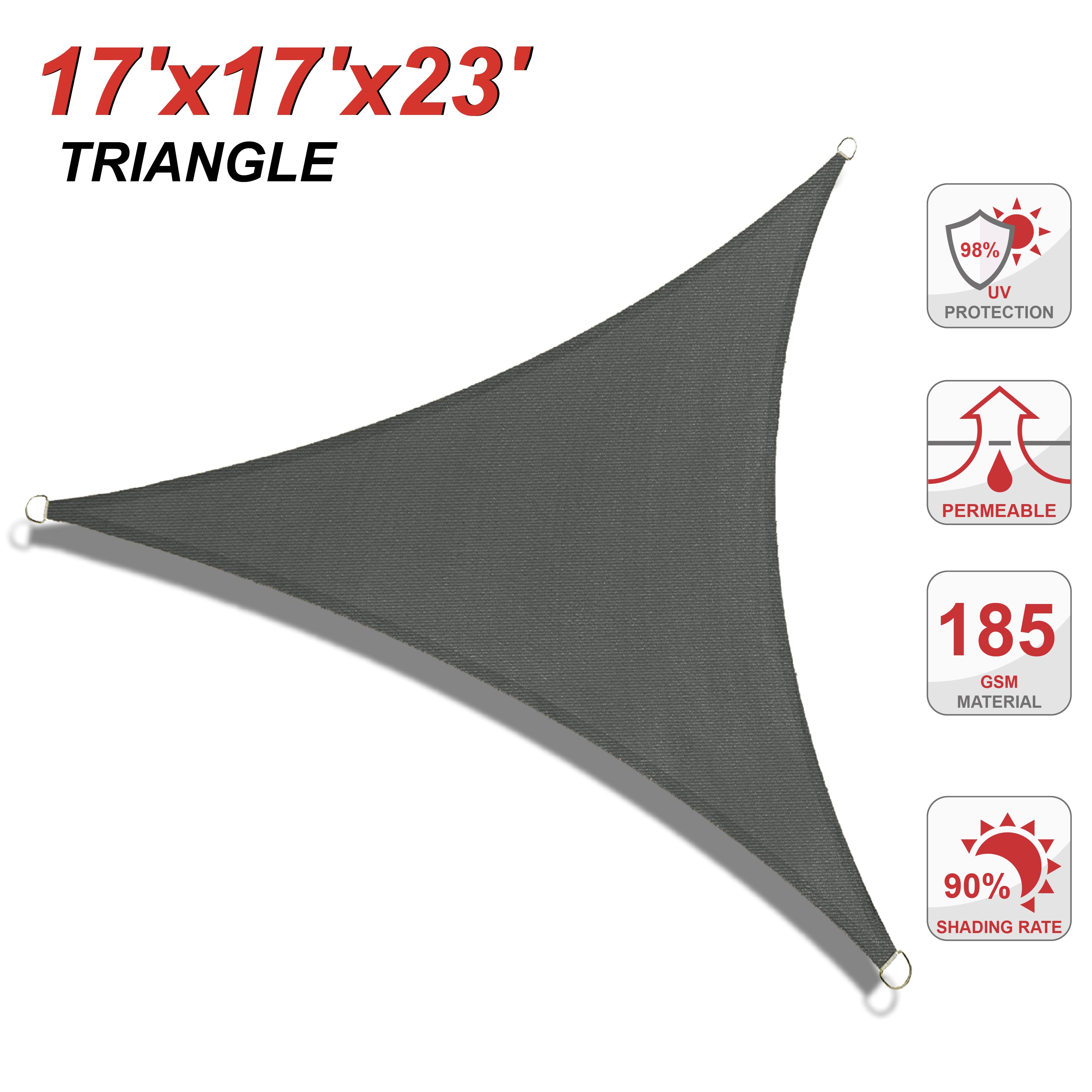 UV Block Sun Shade Sail for Patio, Deck, Backyard（Triangle）