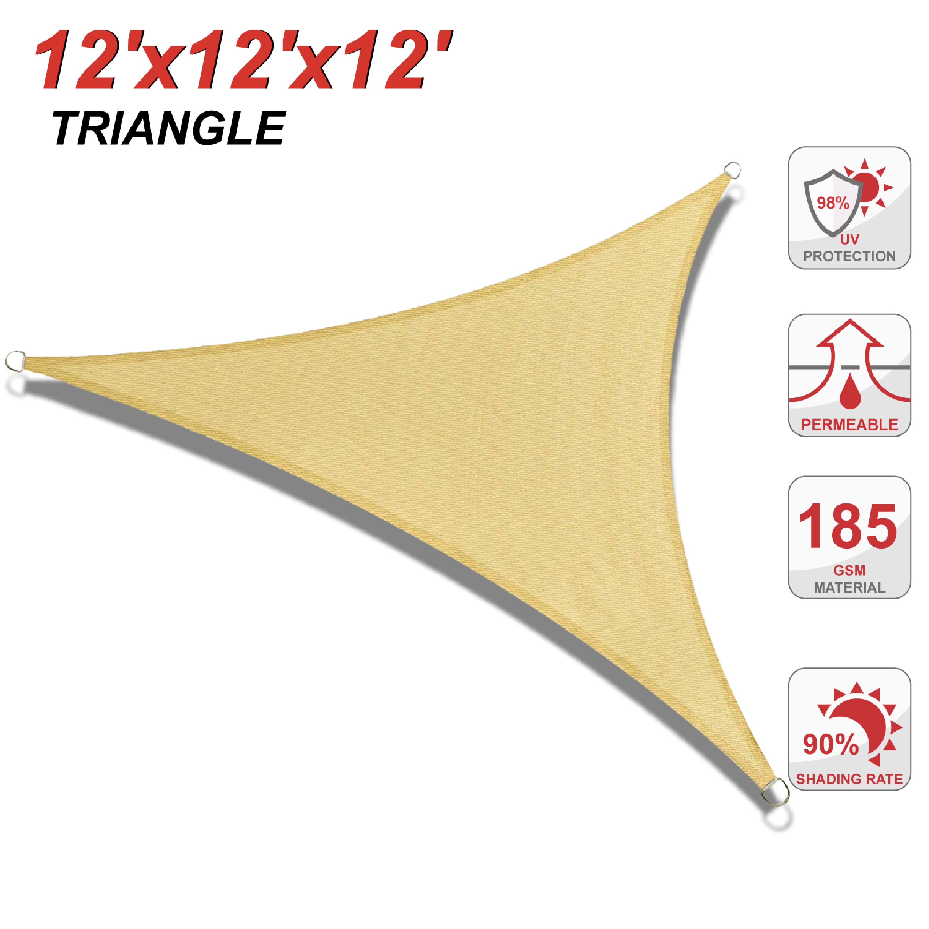 UV Block Sun Shade Sail for Patio, Deck, Backyard（Triangle）