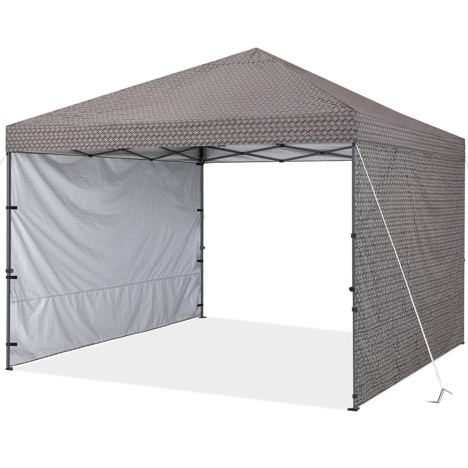 10x10FT Outdoor Easy Pop up Canopy Tent With Graphic Print(2 Sun Walls)