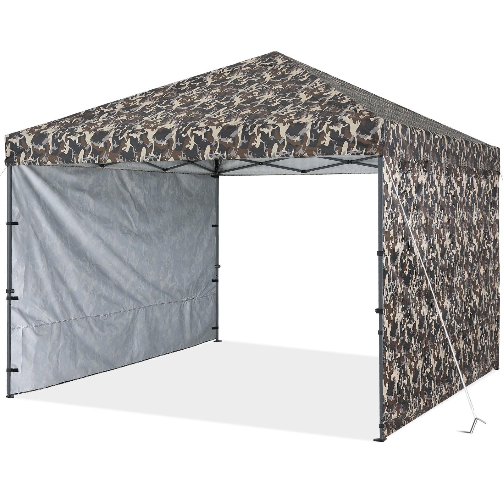 10x10FT Outdoor Easy Pop up Canopy Tent With Graphic Print(2 Sun Walls)