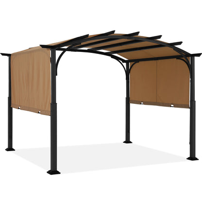 Arched 10x10/10x12 Patio Gazebo with Retractable Sun Shade