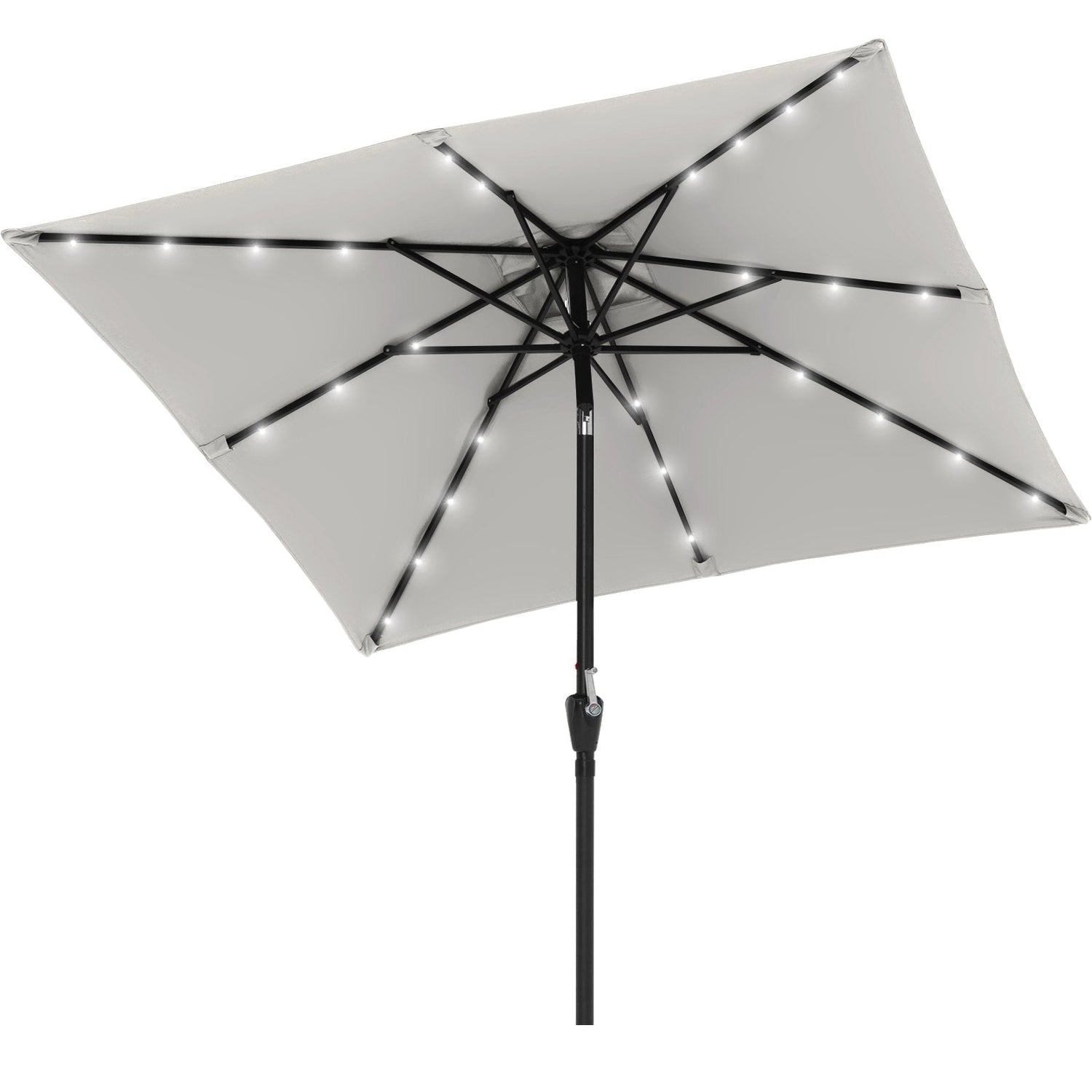 Square Solar Powered Patio Umbrella with 28 LED Lights