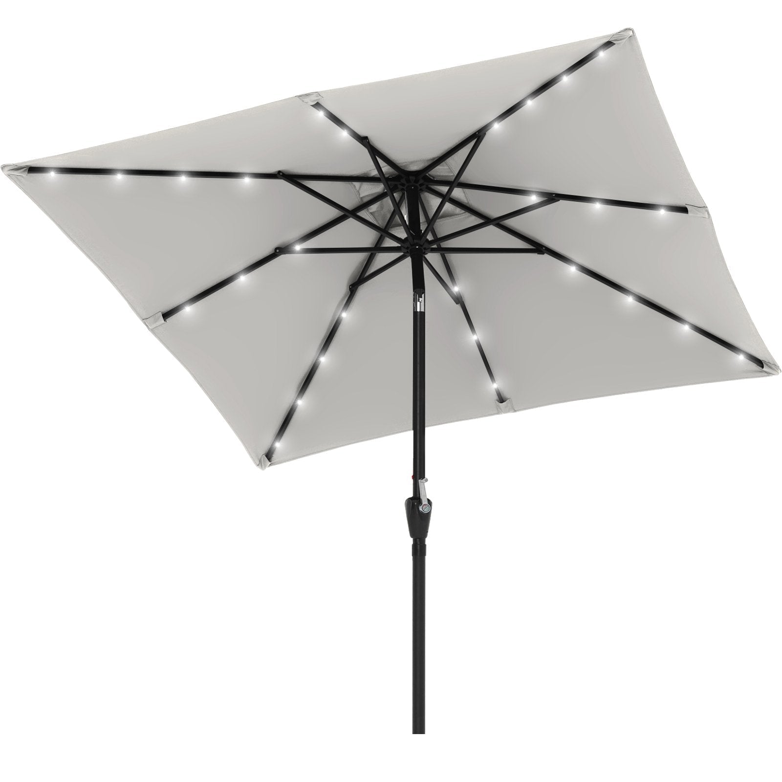 Square Solar Powered Patio Umbrella with 28 LED Lights