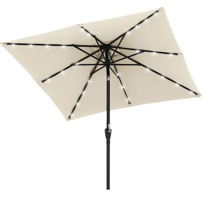 Square Solar Powered Patio Umbrella with 28 LED Lights