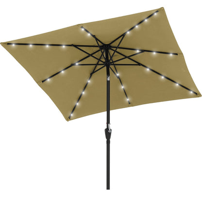 Square Solar Powered Patio Umbrella with 28 LED Lights