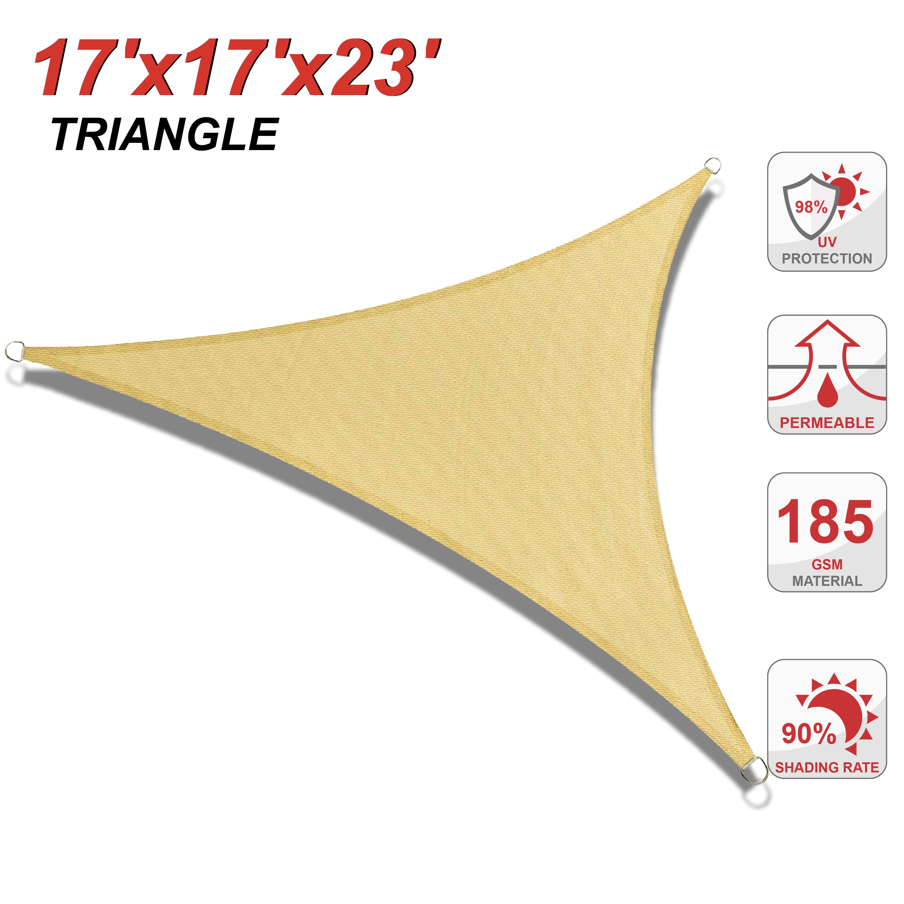 UV Block Sun Shade Sail for Patio, Deck, Backyard（Triangle）