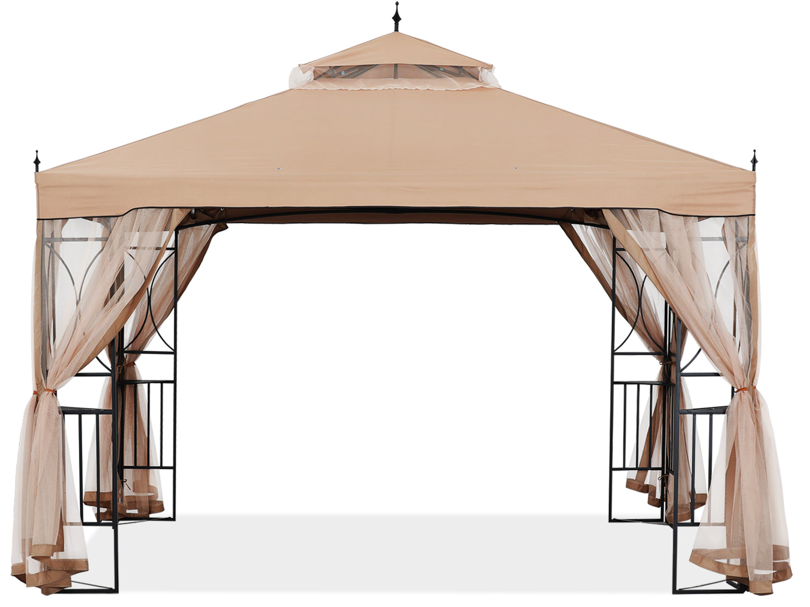 10X10/10X12 Gazebo Canopy with Netting and Corner Frame Screen Wall