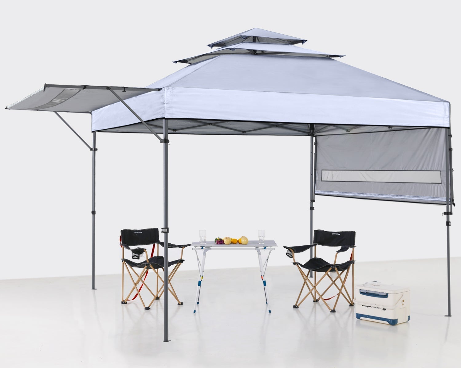 3-Tier Instant 10x17 Canopy with Adjustable Dual Half Awnings