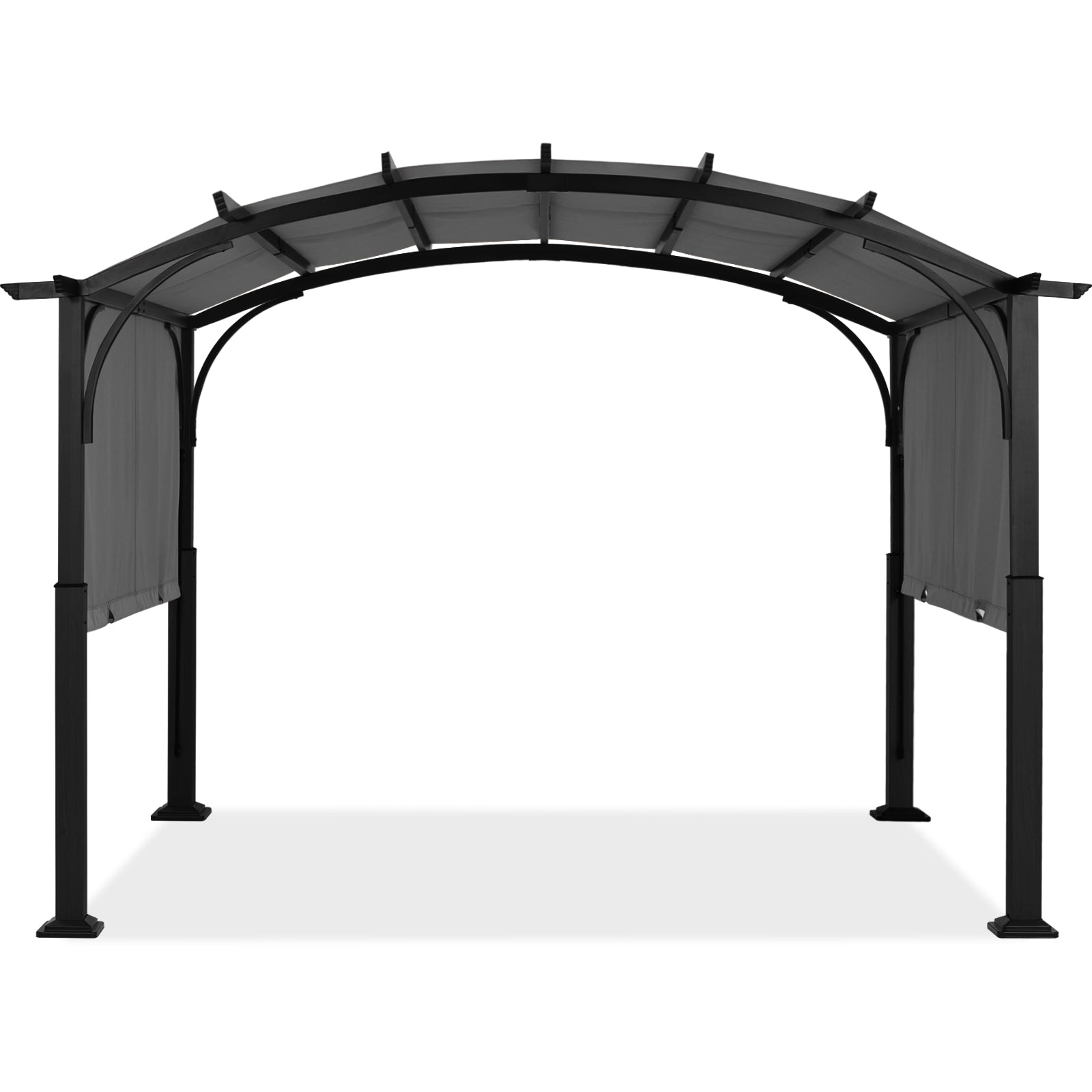 Arched 10x10/10x12 Patio Gazebo with Retractable Sun Shade