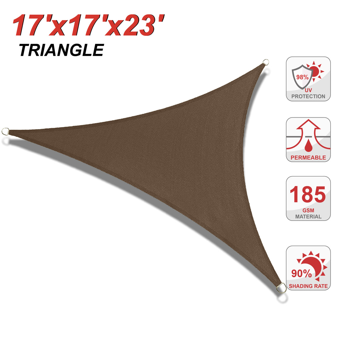 UV Block Sun Shade Sail for Patio, Deck, Backyard（Triangle）