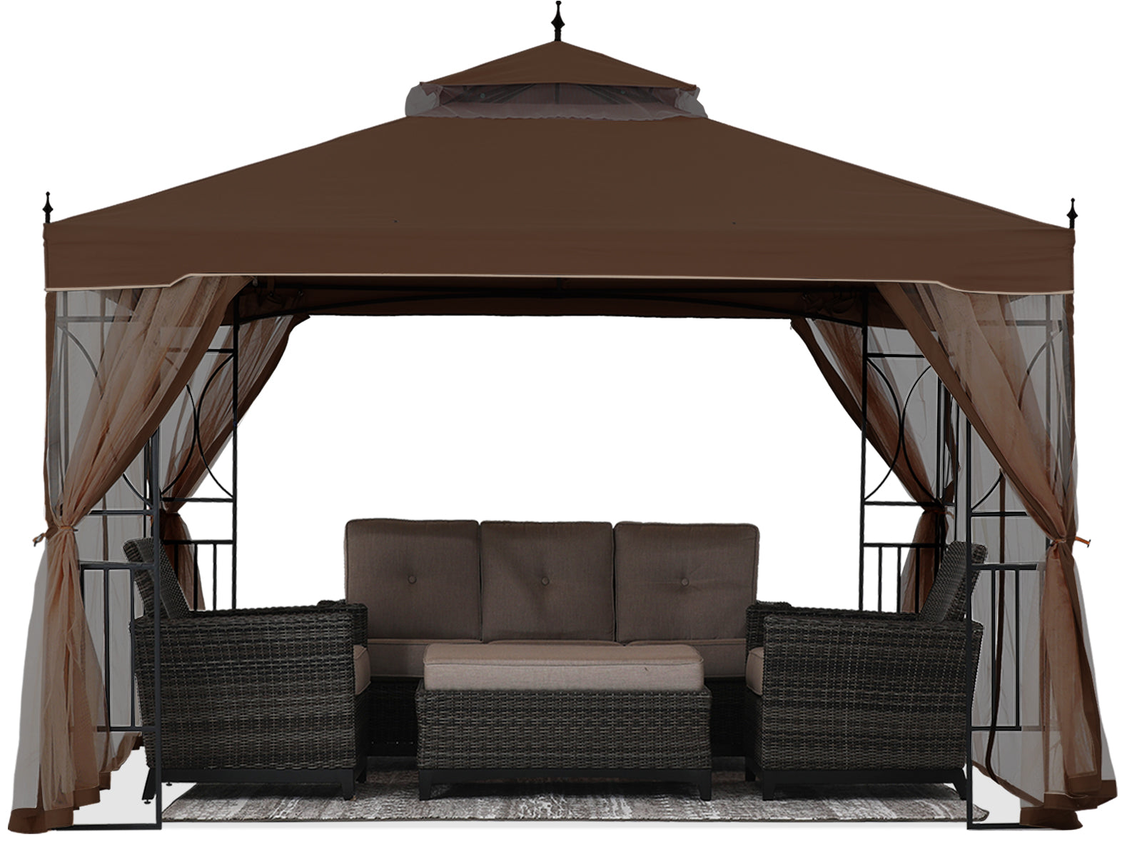 10X10/10X12 Gazebo Canopy with Netting and Corner Frame Screen Wall