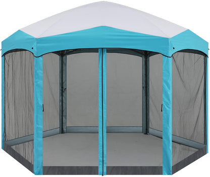 6 Sided Instant Screened Gazebo Outdoor Screen House Room