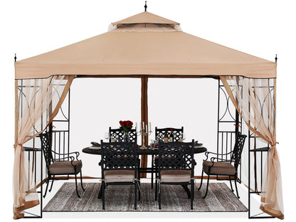 10X10/10X12 Gazebo Canopy with Netting and Corner Frame Screen Wall