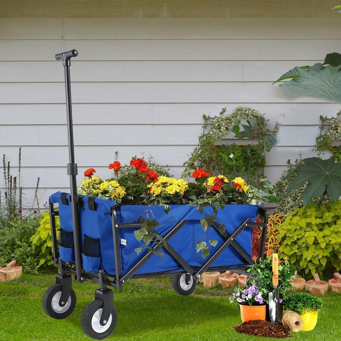 Folding Collapsible Utility Wagon Cart Outdoor Garden Shopping Camping Cart