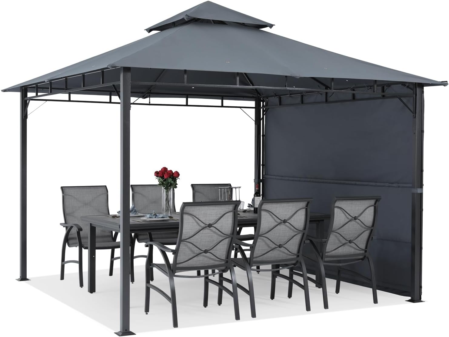 Outdoor Patio Gazebo 10x10 with Extra Awning Shade