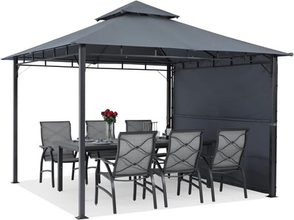 Outdoor Patio Gazebo 10x10 with Extra Awning Shade