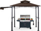 5x8 Outdoor Grill Gazebo with Extra Awning BBQ Canopy with LED Lights