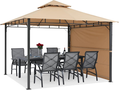 Outdoor Patio Gazebo 10x10 with Extra Awning Shade